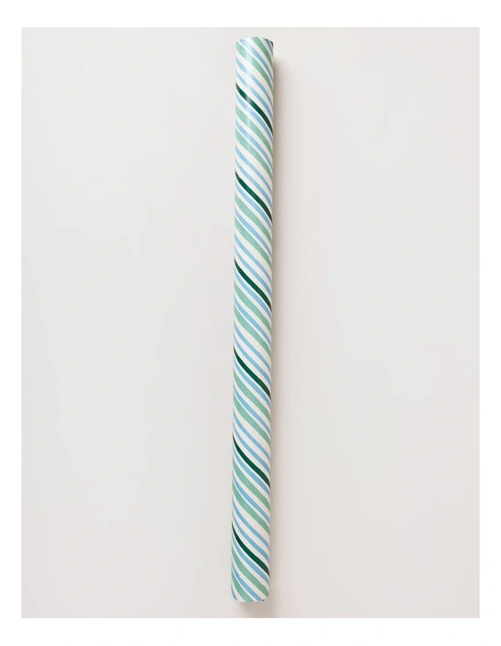 Candyland Christmas Candy Stripes Wrap 5m in Green/Blue image 1