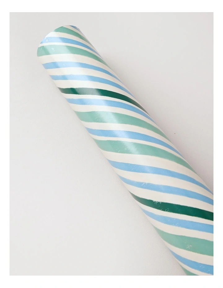 Candyland Christmas Candy Stripes Wrap 5m in Green/Blue image 2