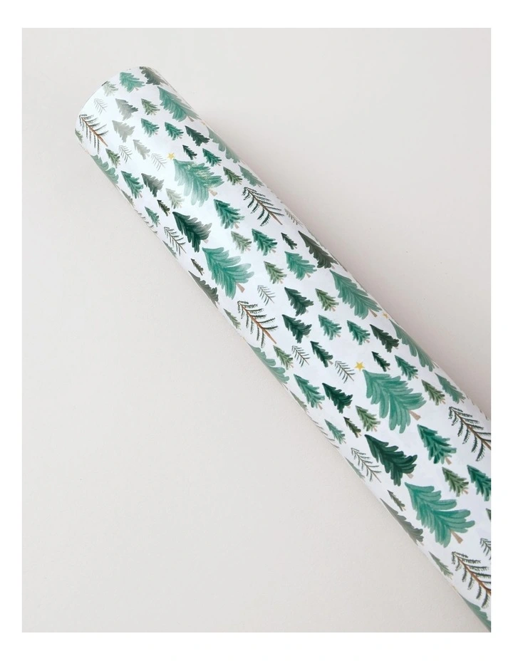 Harvest Christmas Pine Forest Wrap 5m in White image 2