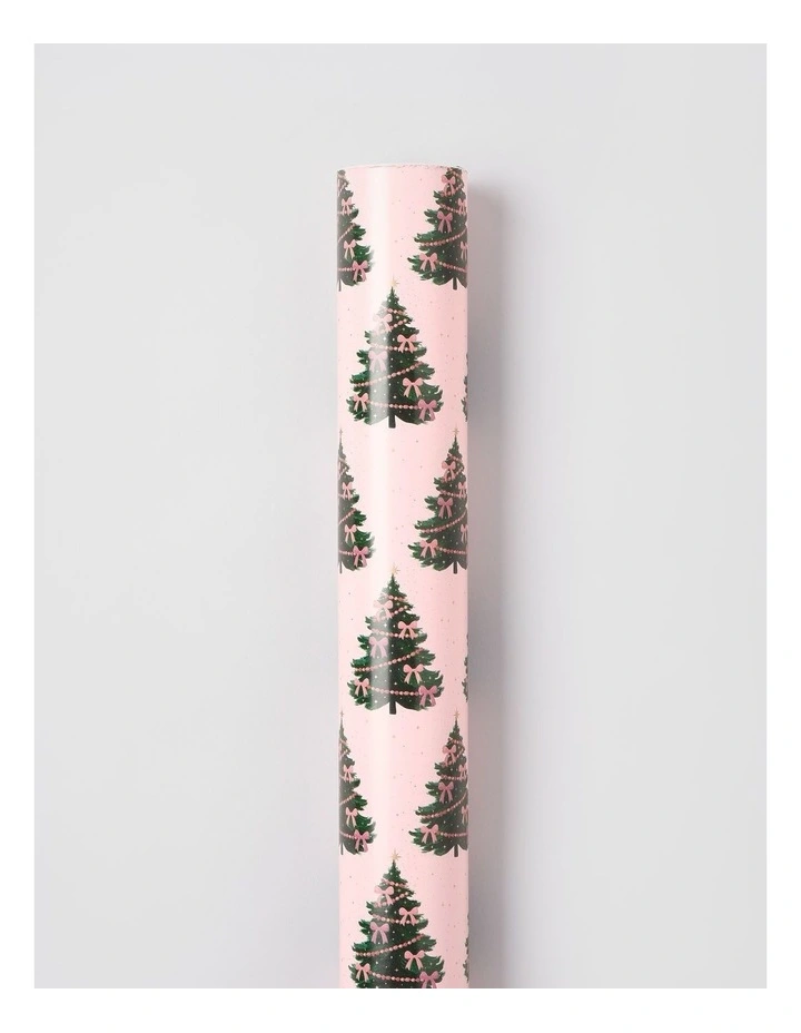 Luxe Christmas Bow Christmas Tree Wrap in Green and Pink: 8m image 1