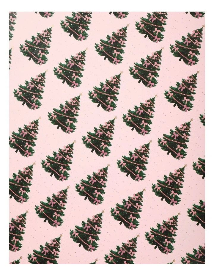Luxe Christmas Bow Christmas Tree Wrap in Green and Pink: 8m image 2