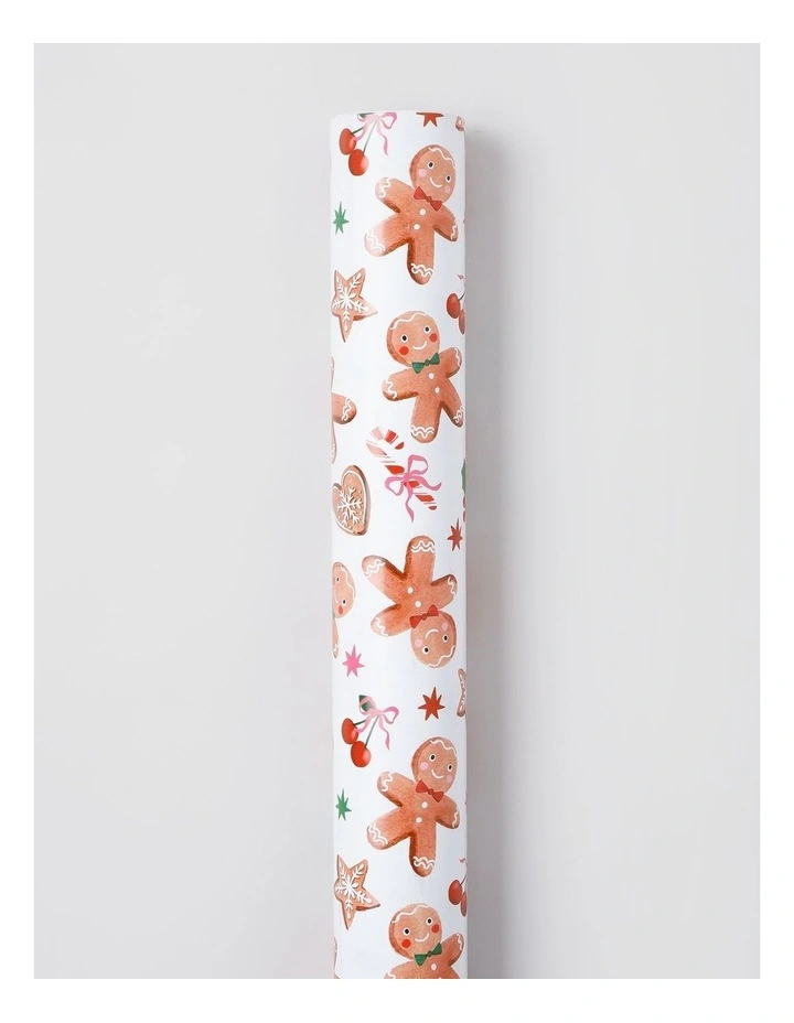Luxe Christmas Gingerbread Wrap in White: 8m image 1