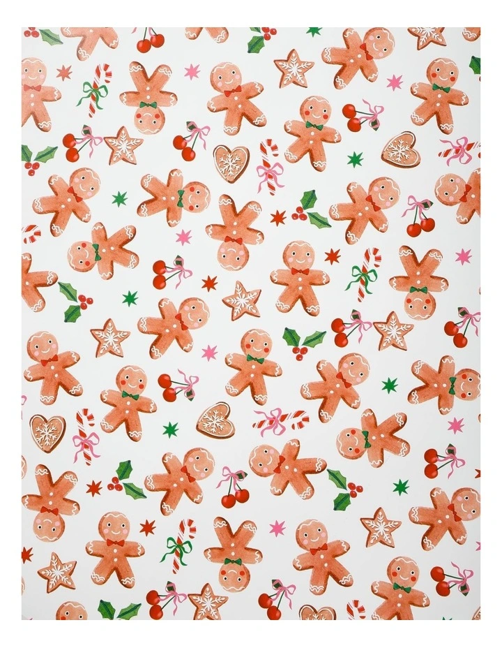 Luxe Christmas Gingerbread Wrap in White: 8m image 2