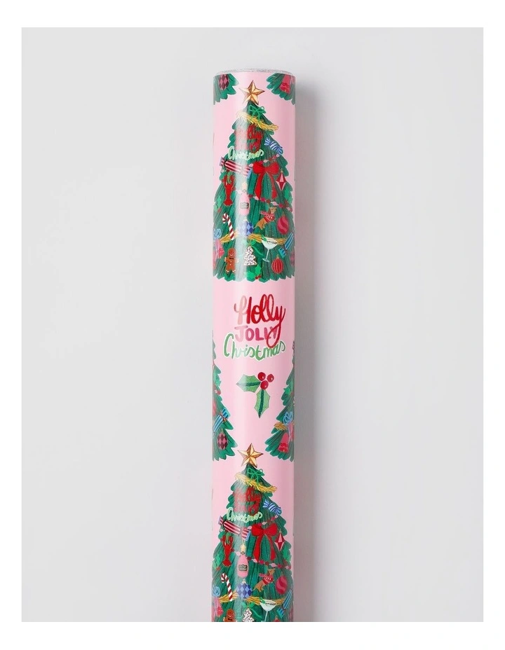 Luxe Christmas Holly Jolly Christmas Wrap- Pink: 8m image 1