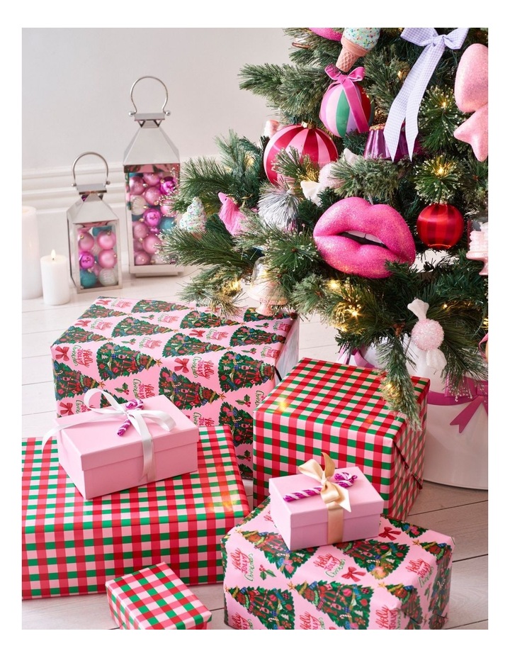 Luxe Christmas Holly Jolly Christmas Wrap- Pink: 8m image 2