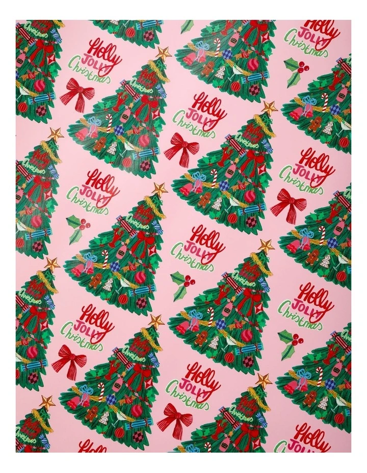 Luxe Christmas Holly Jolly Christmas Wrap- Pink: 8m image 3