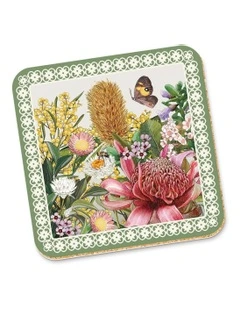 Botanical Blooms Corky Coaster in Green