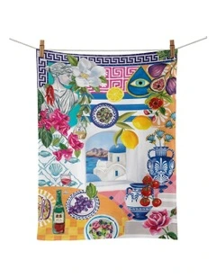 Mediterranean Summer Tea Towel in Multi