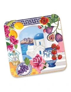 Mediterranean Summer Corky Coaster in Multi