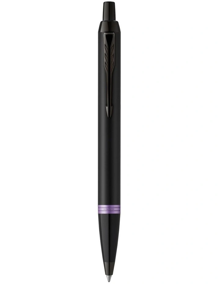 Parker IM Vibrant Rings Ballpoint Pen in Satin Black Lacquer with Amethyst Purple Accents image 1
