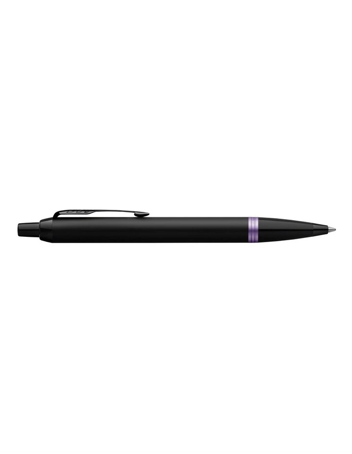 Parker IM Vibrant Rings Ballpoint Pen in Satin Black Lacquer with Amethyst Purple Accents image 3