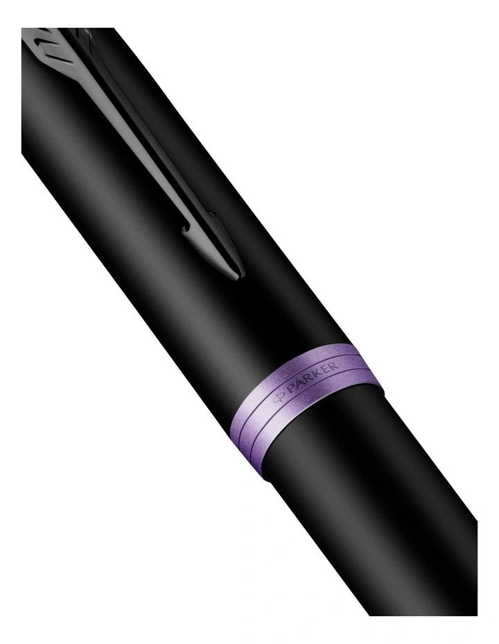 Parker IM Vibrant Rings Fountain Pen in Satin Black Lacquer with Amethyst Purple Accents image 5