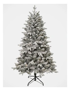 Arrow Pine Flocked 180cm 200L Pre-Lit Christmas Tree 831 Tips in Green/White