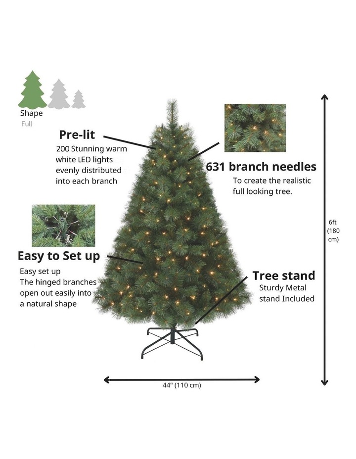Deluxe Reno 180cm 230L Pre-lit Pine Tree 631 Tips in Green image 4