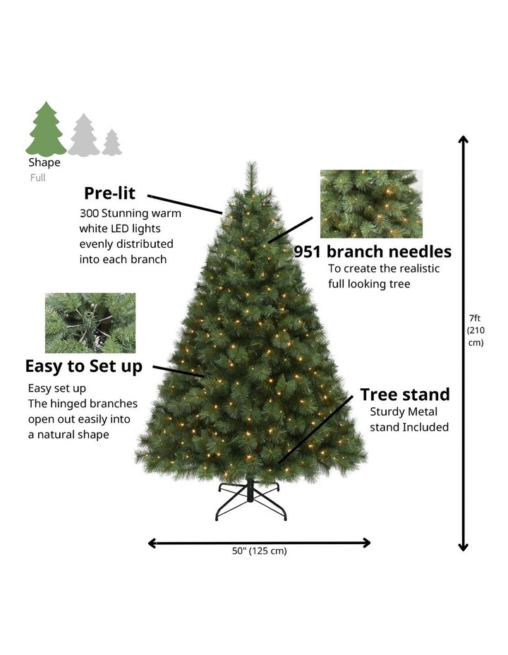 Deluxe Reno 210cm 310L Pre-lit Pine Tree 951 Tips in Green image 4