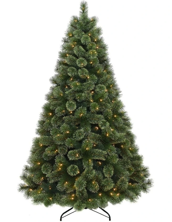 Glistening Pine 210cm 300L Pre-Lit Christmas Tree 929 Tips in Green image 2