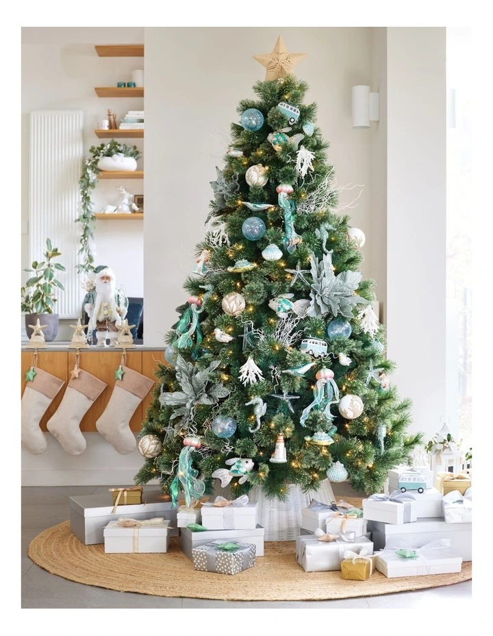 Glistening Pine 210cm 300L Pre-Lit Christmas Tree 929 Tips in Green image 4