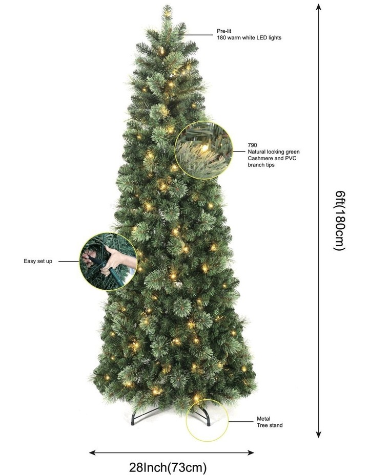 Aurora 180cm 150L Pre-lit Pop Up Christmas Tree 790 tips in Green image 4
