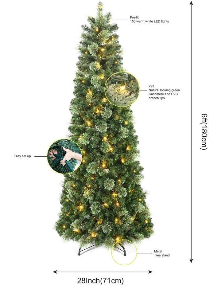 Aurora 180cm 150L Pre-lit Pop Up Christmas Tree 790 tips in Green image 4