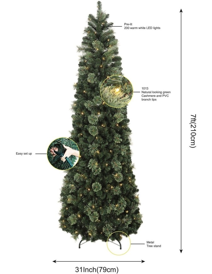 Aurora 210cm 200L Pre-lit Pop Up Christmas Tree 1010 tips in Green image 4
