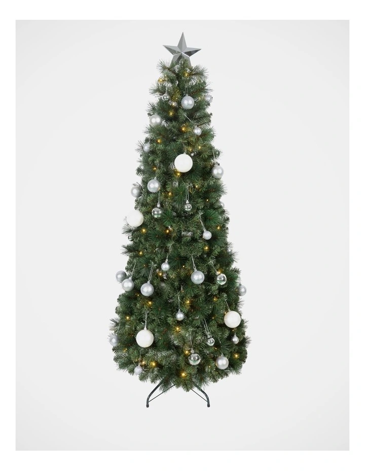 Conifer 180cm 100L Pre-lit Complete Christmas Tree In A Box 661 tips in Silver image 1