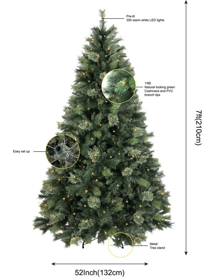 New Oregon 210cm Cashmere 310L Pre-lit Christmas Tree 1167 tips in Green image 5