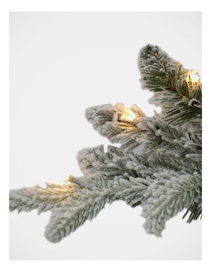 Arrow Pine Flocked 210cm 300L Pre-lit Christmas Tree 1238 tips in Green/White image 2