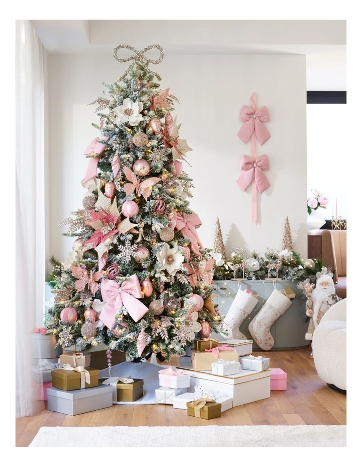 Arrow Pine Flocked 210cm 300L Pre-lit Christmas Tree 1238 tips in Green/White image 3