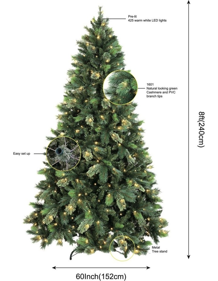 New Oregon 240cm Cashmere 425L Pre-lit Christmas Tree 1601 tips in Green image 4