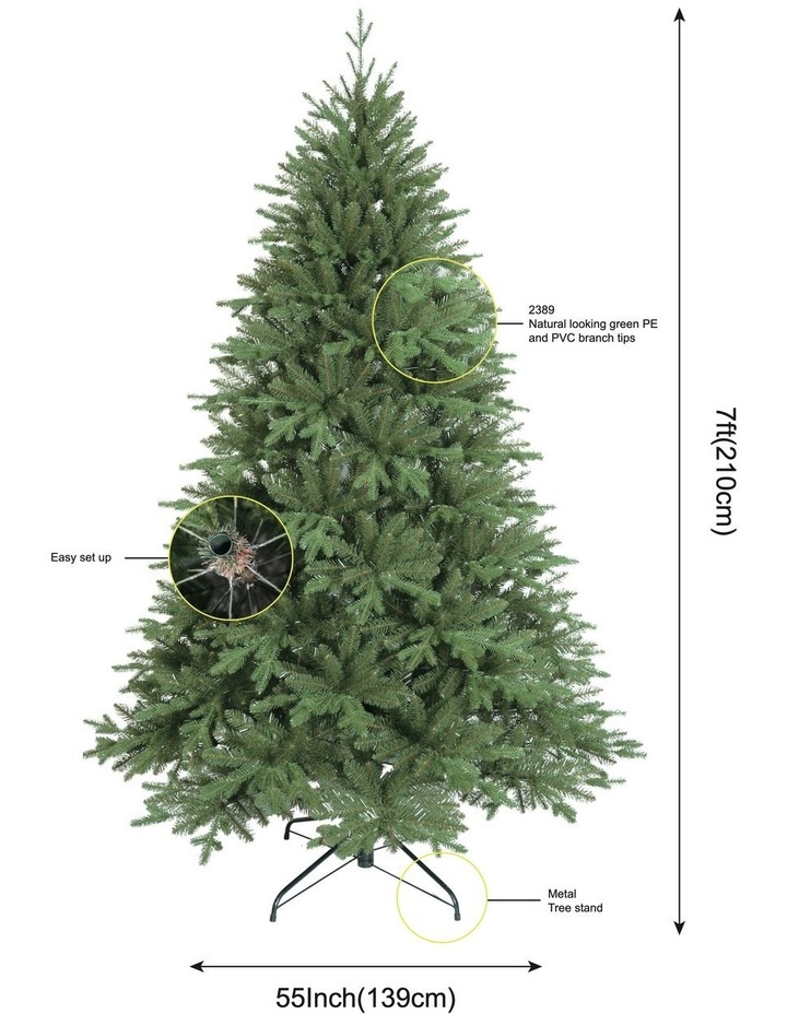 Fraser Fir 210cm Christmas Tree 2389 Tips in Green image 4