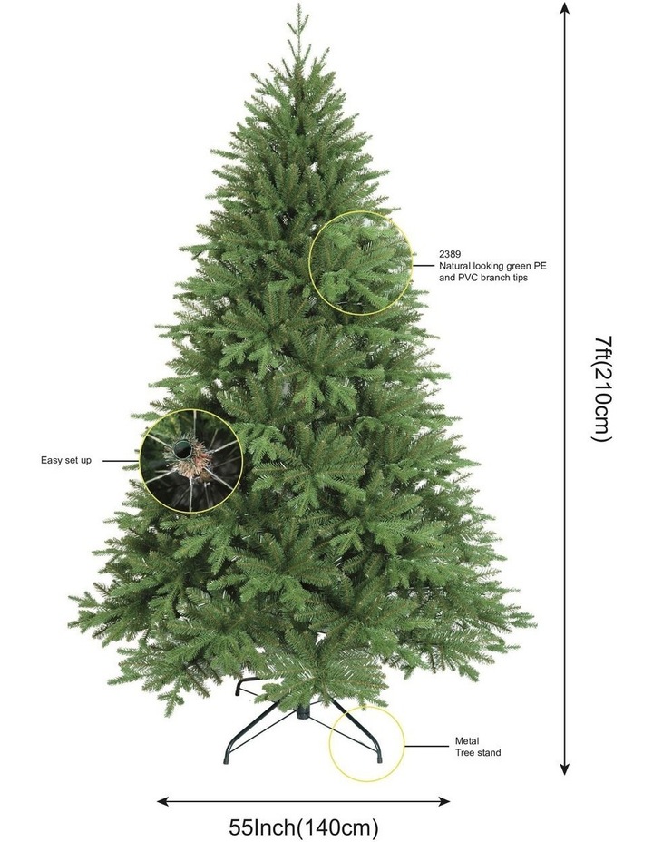 Fraser Fir 210cm Christmas Tree 2389 Tips in Green image 4