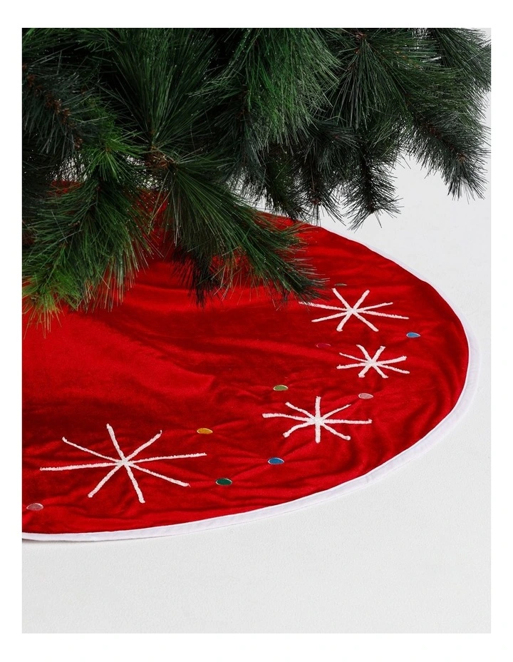 Candyland Christmas Stitched Snowflake Tree Skirt 120cm in Multi image 2