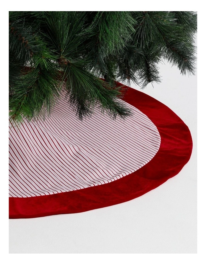 Heirloom Christmas Stripe Tree Skirt 120cm in Red/White image 1