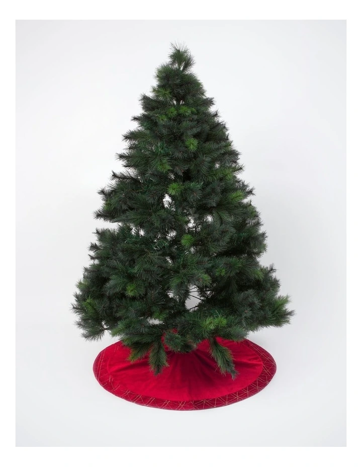 Heirloom Christmas Velvet Lattice Border Tree Skirt 120cm in Red image 1