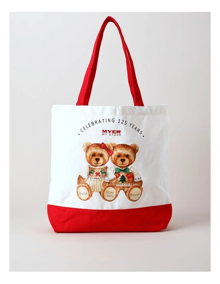 2025 Charity Bear Christmas Twins Fabric Tote 35cm in Cream image 1