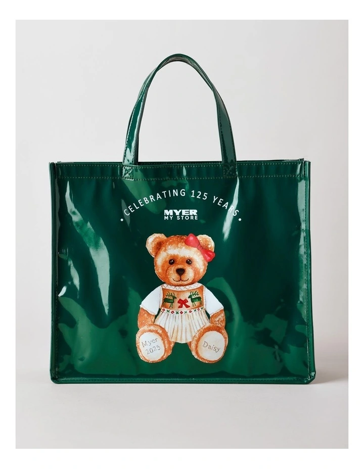 2025 Twins Christmas Charity Bear PU Tote 35cm in Green image 3