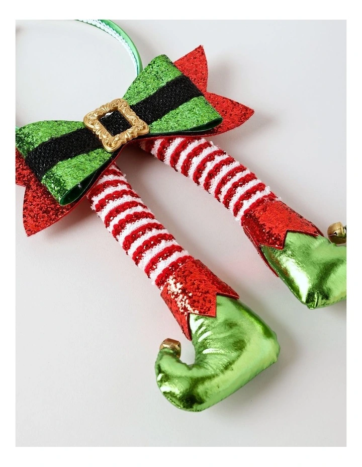 Candyland Christmas Fabric Elf Bow Headband 35cm in Red/Green image 2