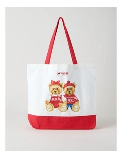 2026 Charity Bear Twins Fabric Tote in Cream: 35cm