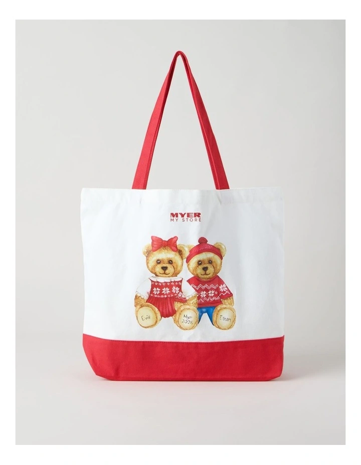 2026 Charity Bear Twins Fabric Tote in Cream: 35cm image 1