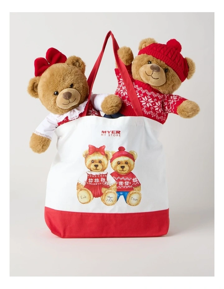 2026 Charity Bear Twins Fabric Tote in Cream: 35cm image 4