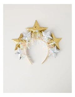 Nostalgia Glittered Stars Headband in Gold and Silver: 24cm