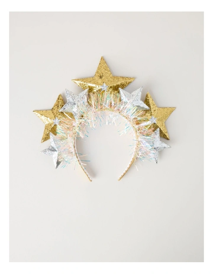Nostalgia Glittered Stars Headband in Gold and Silver: 24cm image 1