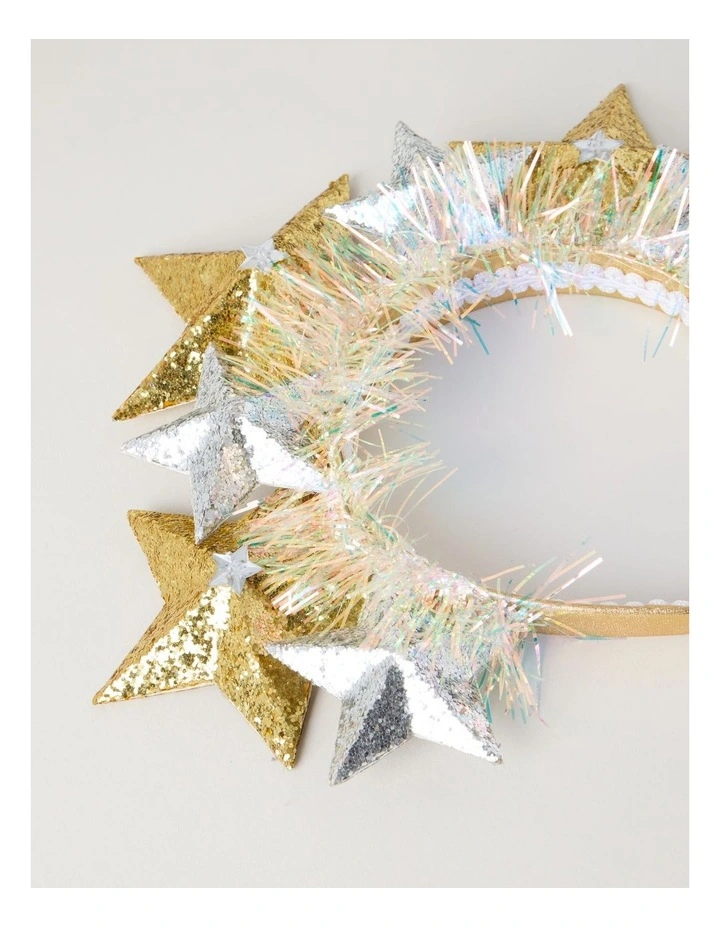 Nostalgia Glittered Stars Headband in Gold and Silver: 24cm image 2