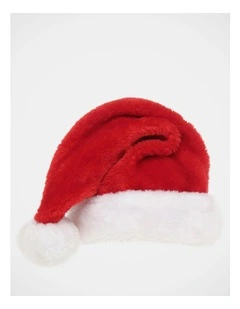 Red and White Fur Traditional Santa Hat