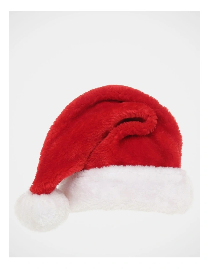 Red and White Fur Traditional Santa Hat image 1