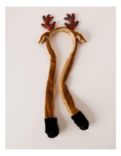Candyland Christmas Fabric Reindeer Headband withPump in Brown