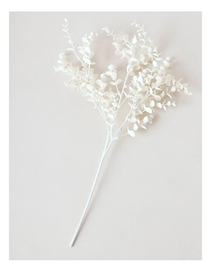 Eucalyptus Christmas Faux Plastic Glittered Eucalyptus Christmas Pick 50cm in White image 2