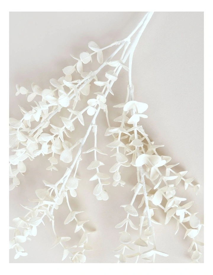 Eucalyptus Christmas Faux Plastic Glittered Eucalyptus Christmas Pick 50cm in White image 3