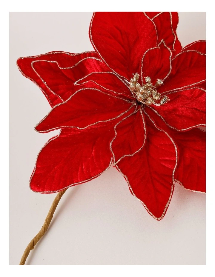 Heirloom Christmas Oversized Poinsettia Pick 61cm in Red image 2
