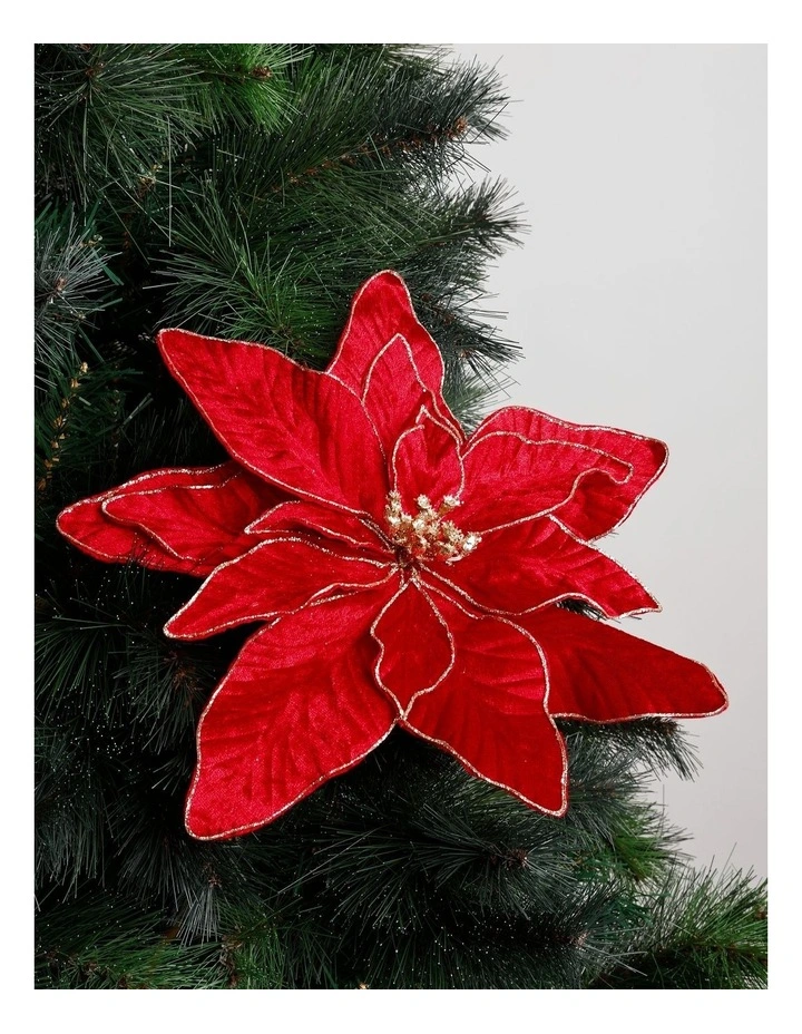 Heirloom Christmas Oversized Poinsettia Pick 61cm in Red image 3